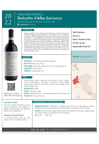 Dolcetto d'Alba Sarrocco 2022 Product Sheet