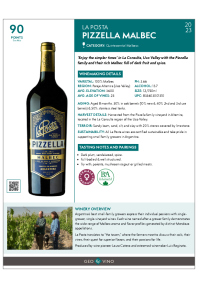 Pizzella Malbec 2023 Product Sheet