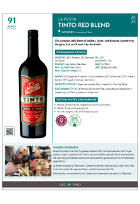 Tinto Red Blend 2023 Product Sheet